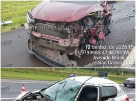 Acidente entre carros na SP-310 deixa dois feridos